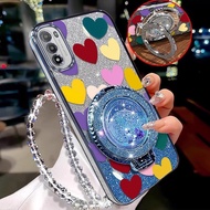 For Moto G52/G53/G54/G54Power/G20/G22/G23/G30 3pcs( Shining Love Phone Case+Lanyard+Stand) Comfortab