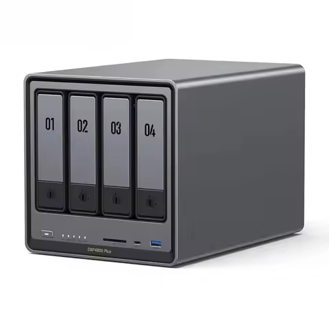 DXP4800 Plus 4 Bay Desktop NAS Pentium Gold 8505 5 Core CPU 4K 60Hz Network Attached Storage (Diskle