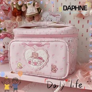 DAPHNE Cartoon Print Storage Bag, Square Shape PU Large Capacity Handbag, Cosmetic Bag