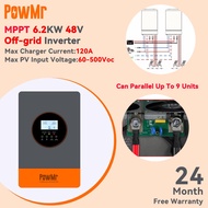 【Can Parallel Up To 9 Units】PowMr MPPT 6.2KW Off Grid Solar Hybrid Inverter 230Vac Built-in 120A MPP