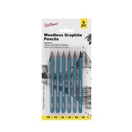 Professional Woodless Graphite Sketching Pencils Set 6 Pack (HB 2B 4B 6B 8B EE) Charcoal Drawing Pen