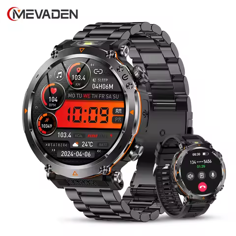 MEVADEN 1.7" Large Screen Outdoor Sports Compass Smart Watch Bluetooth Call Flashlight 600mAh Health