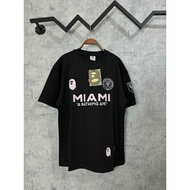 Bape MIAMI Loose Format T-SHIRT FOR MEN AND WOMEN THICK COTTON FULL TAG ZIP BAG