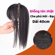 Băng đô cài tóc che hói và bạc đỉnh đầu có tóc mái tự nhiên cho nữ - CÀI ĐÁ CHE HÓI