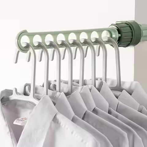 Portable multifunctional clothes hanger eight-hole storage clothes hanger balcony clothes hanger