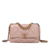 Chanel Light Pink Quilted Lambskin Chanel 19 Flap Aged Gold and Ruthenium Hardware
