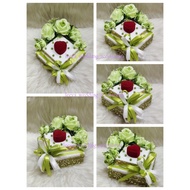 Gubahan bekas cincin risik/tunang/nikah ( bekas cincin gold)- light green