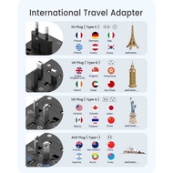 65W/45W/30W Universal Travel Adapter, International 2 USB Ports & 3 USB-C PD Charging Wall Adapter w