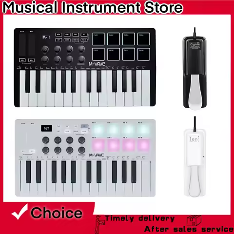 M-VAVE 25-Key MIDI Control Keyboard Mini USB Keyboard Portable Rechargeable USB Keyboard MIDI Contro