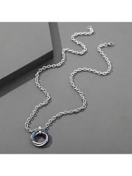 1條不易褪色的不銹鋼鍊+合金morsuom Umbra戒指吊墜項鍊,適用於男女日常/派對/假期穿戴
