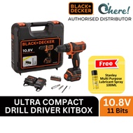 Black and Decker Cordless Drill Driver with Kitbox 10.8V