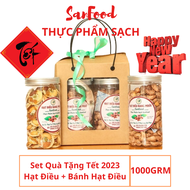 Giỏ Quà Tặng Tết 2023 - ComBo Hộp Bánh Mix Hạt Dinh Dưỡng 500grm + Hộp Hạt Điều Rang Muối 500grm - D