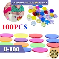 100Pcs Mixed Color Translucent Bingo Chips Size 19mm x 2mm Bingo Poker Card Games Accessories