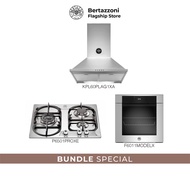 Bertazzoni 60cm 3-Burner Gas + Oven + Hood Bundle(P6501PROXE Gas Hob + F6011MODEL 11 Function Oven + KPL60PLAG1XA Hood)