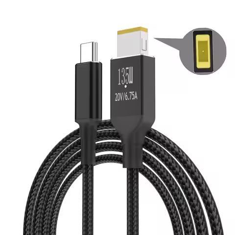 USB C 65W 100W 135W Charger Power Cable Type-C to Slim Tip Square Port Converter Cord Compatible wit