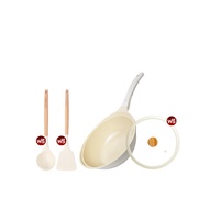 Korea King Colormic (Wok) กระทะ โคเรียคิง คัลเลอมิค ก้นลึก (26cm) 1 ใบ พร้อมฝาแก้ว + แถมฟรี ตะหลิว C