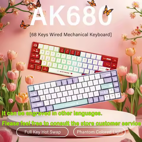 AJAZZ AK680/AK680 MAX Gaming Mechanical Keyboard ABS Keycap Wired Wireless 2.4G BT Keyboard Hot Swap