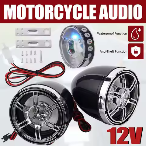 1Pair 12V Universal Motorcycle Bluetooth Speaker Kit 20W Waterproof Anti-Theft APP Control LED Light