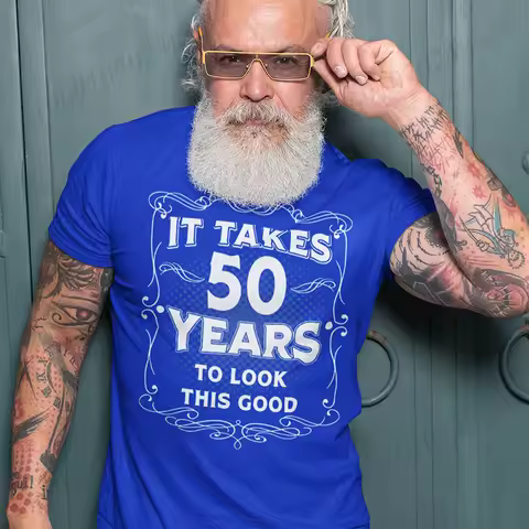 Men's Funny 50th Birthday T-Shirt It Takes Fifty Years Look This Good Shirt Gift Idea Vintage Tee 50