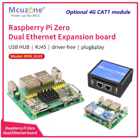 RPi0_2U2E,Dual Ethernet and USB board for RaspberryPi zero W/WH, zero2 W, USB HUB, 4G LTE driver-fre