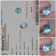 Natural Swiss Blue Topaz 9 ct cut oval memo GLI Topas Brazil Super