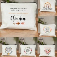 1 ชิ้น ถุงเครื่องสำอางพิมพ์ลายดอกไม้ "Merci De M'aimer" & "Super Nounou" แบบพับได้ น้ำหนักเบา ออแกไน