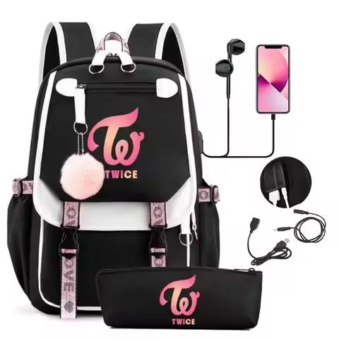 Twice Large Capacity USB Charging Book Bag Mochila Travel Bag Sana Momo Backpacks Gift Fans Collecti
