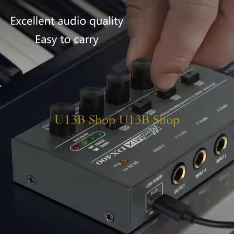 U13B LowNoise 4Channel Line Mixer DX400 Stereo Mixer DJ Mixer Small Mixer
