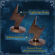 Wooden Wizard Wand Display Stand Lightning-Shape Magic Wand Holder 1 Tiered for Collection FRUW