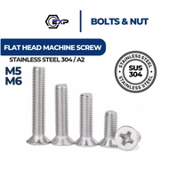 Exp(1PCS) Phillips Machine Screw Stainless Steel 304 Flap Head CSK M5 M6 JIS B1111