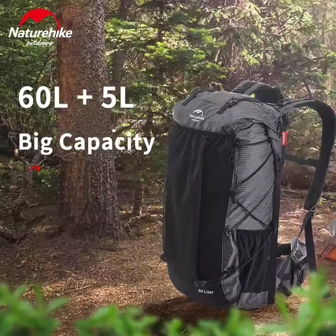 Naturehike Camping Backpack 40/60L + 5L Waterproof Travel Climbing Bag With Rain Cover Ultralight Hi