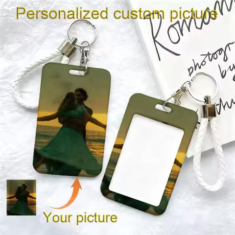 DIY Transparent Acrylic couple Photo Card Holder Card holder for bank and credit cards ID card keyri