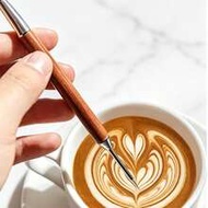 1/2 ชิ้น ปากกาลาเต้อาร์ตกาแฟ, ปากกาลาเต้อาร์ตด้ามไม้กุหลาบ, เครื่องมือแกะสลักกาแฟ. ปลายสแตนเลสพร้อมด