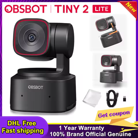 OBSBOT Tiny 2 Lite / PTZ 4K Webcam 1080p@60fps HDR With AI Tracking Privacy Cover Microphone 1/2" Se