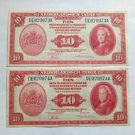 Uang Kuno Seri Nica 10 Tien Gulden Atau 10 Rupiah Nederlandsch-Indie
