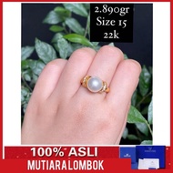 cincin emas 22 karat mutiara laut lombok perhiasan gold premium - hitam 6