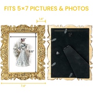 5x7 Picture Frames Vintage Photo Frame with Glass Front Antique Picture Frame for Tabletop Wall Hang