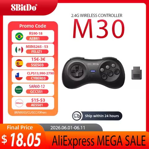 8BitDo - M30 2.4G Wireless Controller Gamepad for Sega Genesis Mini and Mega Drive Mini - Sega Genes
