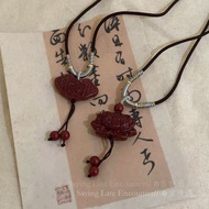 Cinnabar necklace Good luck lotus lotus safety lock Lotus pendant woven rope necklace for men and wo