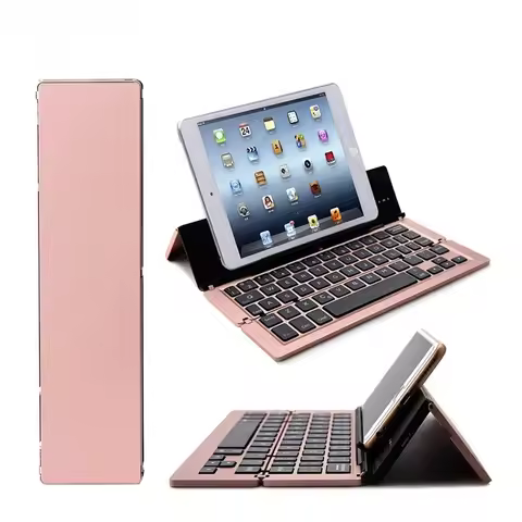 Bluetooth Folding Keyboard Aluminum Alloy Foldable Wireless Keypad for IOS Android Windows for Ipad 
