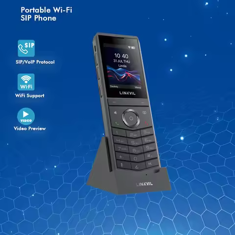 LINKVIL Wireless WiFi SIP VoIP Handheld Video Phone Portable US Plug for Office Home Hotels - Audio 