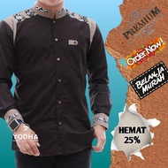 Fashion muslim pria model terbaru kemeja koko pria warna putih hitam abu navy baju koko motif palest