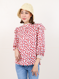 iiMK เสื้อเบลาส์แนววินเทจ PINDART VINTAGE PRINT BLOUSE WKB646