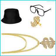 Nan 80s 90s Hip Hop Costume Kit Cool Rapper Outfits Sunglasses Gold Plated Chain