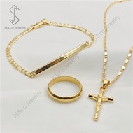 JS&amp;CO jewelry 18K Bangkok Gold 3in1 Necklace Bracelet Ring Set for women set-205