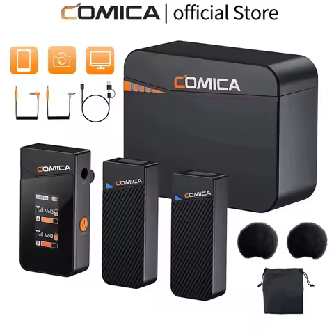 COMICA Vimo C 2.4G Wireless Lavalier Microphone with Charging Case,Lapel Mic for Camera Smartphone P