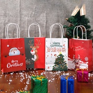 Merry Christmas Kraft Paper Bag Creative Red Santa Claus Xmas Printed Packaging Gift Bags