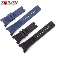 ZLIMSN Notch End Silicone Rubber Watch Band For IWC Ingenieur Strap for Men 30x10mm Blue Waterproof 