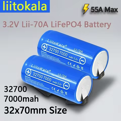3.2V LiitoKala 32700 7000mAh Lii-70A LiFePO4 Battery Continuous Discharge Maximum 55A High Power Bat