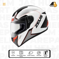 Helm Full Face Zeus 811 White AL6 Black Red